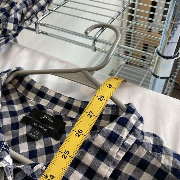 J Crew Womens Gingham Print Classic Shirt Size 24 Preppy Coastal Career Timeless - Picture 3 of 11